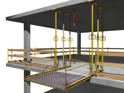 Plataforma metálica en voladizo fija, para descarga de materiales en planta