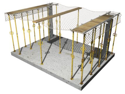 Red de protección bajo losa con sistema de cimbra parcial